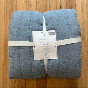 Branson Stitch Twin Quilt Bedspread Blanket in Chambray Blue Pottery Barn Kids